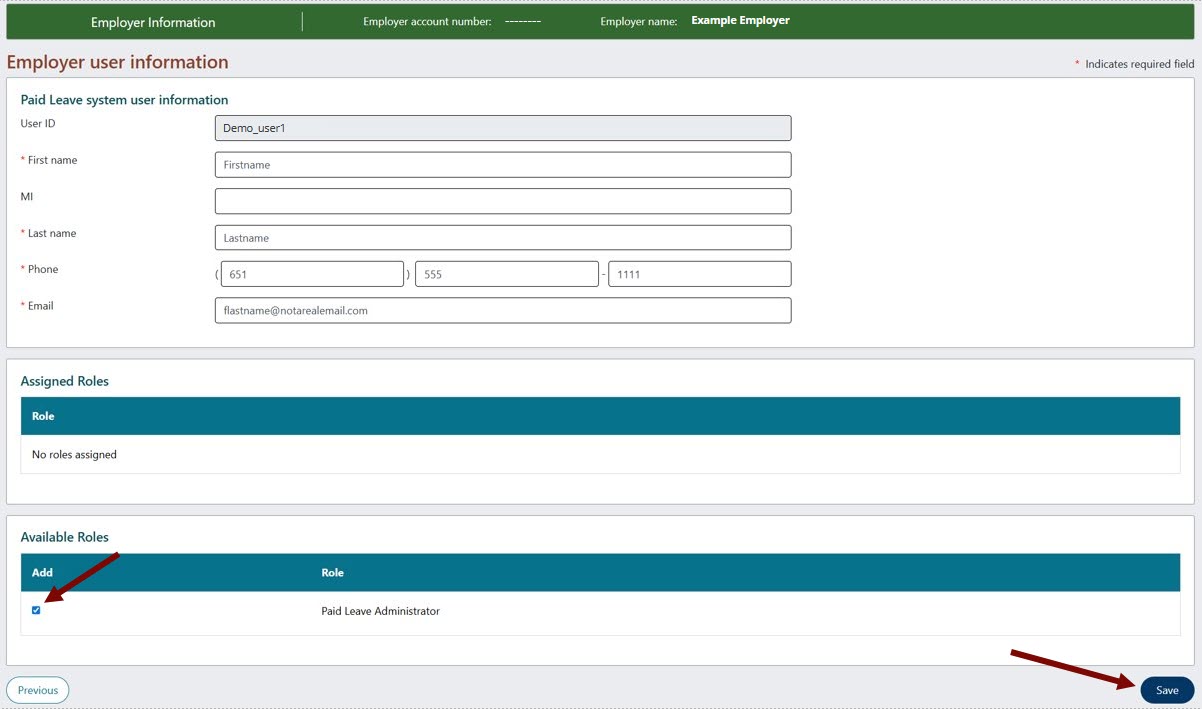 Arrow points to Add role checkbox