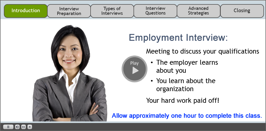 Click to start the Work Search Interview video