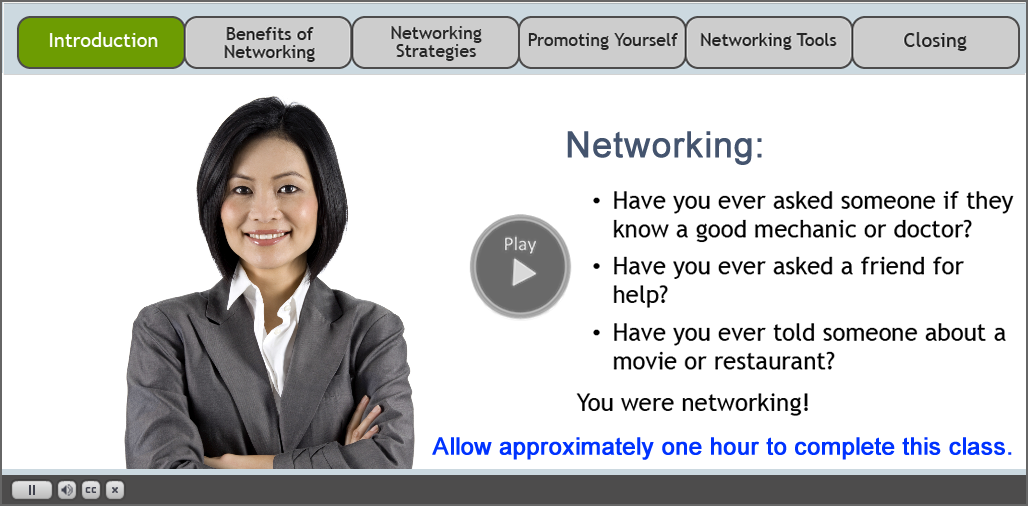 Click to start the Work Search Networking video