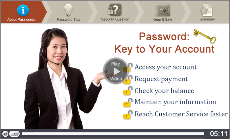 Click to start the Password: Key to Your Account video